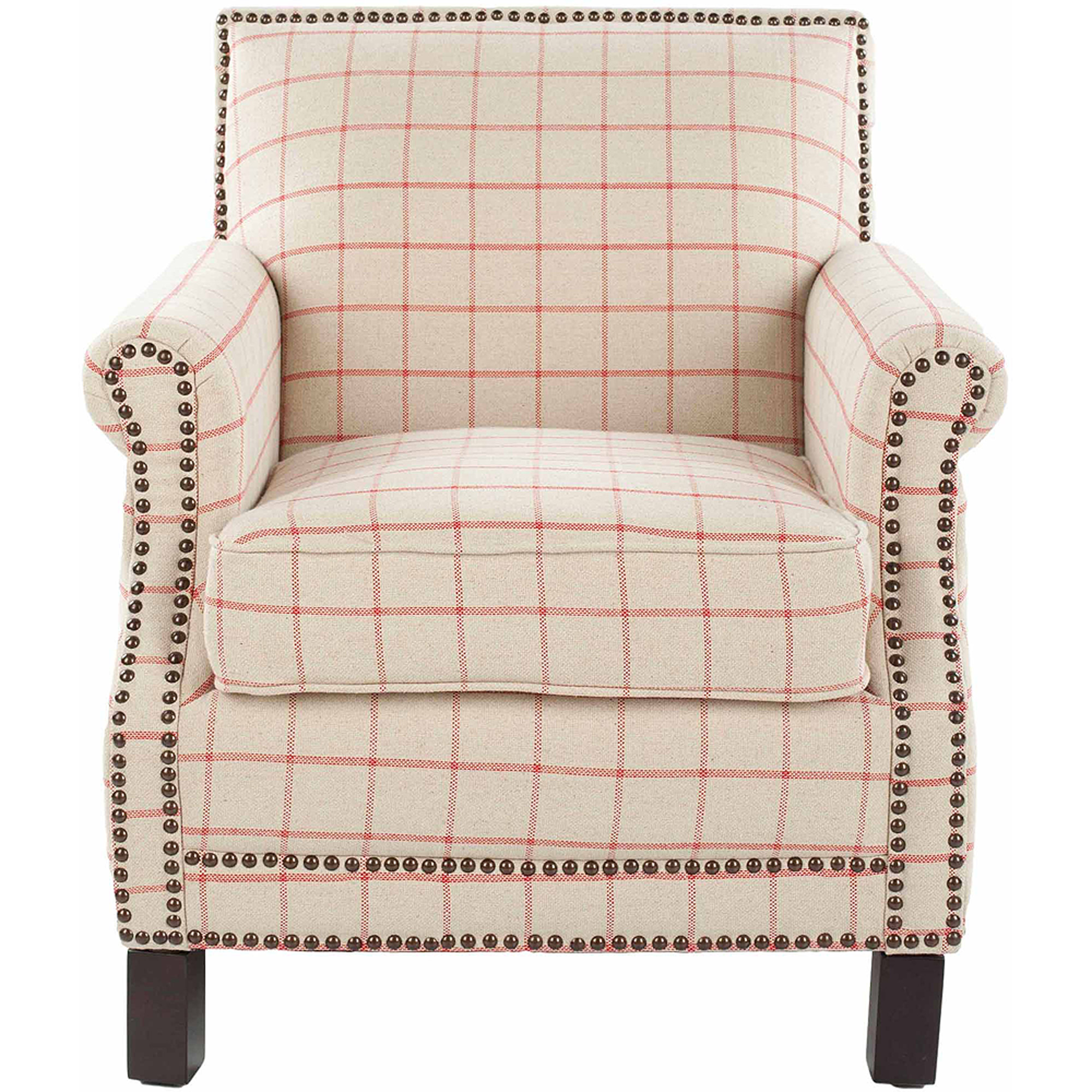 SAFAVIEH Easton Rustic Glam Upholstered Club Chair w/ Nailheads, Taupe/Orange - image 2 of 4