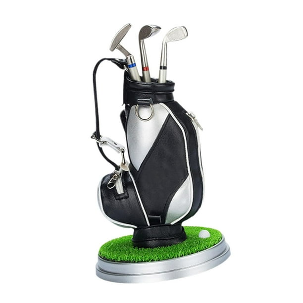 Bolsa de golf con portabolígrafos en miniatura, práctico con base para recuerdo de eventos. plata