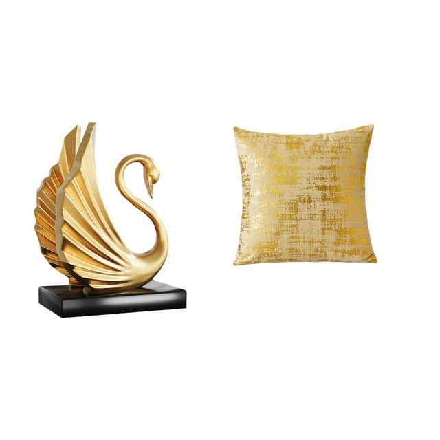Elegante funda de cojín con escultura de cisne, arte moderno, figura de animal, funda de almohada decorativa para sala de estar, sofá, oficina, decora
