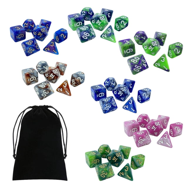 Juego de dados poliédricos acrílicos de 49 piezas, D8, D10, D12, D20, juguetes, dados rodantes bicolores, dados para juegos de rol, juegos de mesa KTV Estilo A Macarena dados de juego