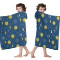 thumbnail image 4 of Blue Sun Moon Star Pattern Hooded Bath Towel，60"x35" for Ages 3 To 12 Kids, Quick Dry Lightweight Soft Microfiber Hood Beach Towel Cover Up for Kids, 4 of 7