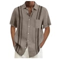 thumbnail image 2 of Mens Bowling Shirts Hawaiian Shirt Big and Tall Retro Button Up Vintage Guayabera Camp Shirt Khaki L, 2 of 5