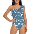 thumbnail image 2 of Picia Poodle Dog Pattern Women's One Piece Swimsuits,One Shoulder Swimwear Asymmetric ,Ruffle Monokinis Bathing Suits,High Waisted Flattering Bathing Suits-X-Large, 2 of 8