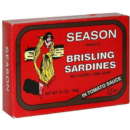 Season Brisling Sardines In Tomato Sauce, 3.75 oz (Pack of 12)