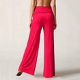 thumbnail image 5 of Fold Over Yoga Pants Trend Solid Wide Leg Loose Fit Lounge Pants with Ruched Waist for Yoga Sports Palazzo, 5 of 6