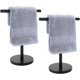 thumbnail image 1 of Soporte para toallas de mano de baño en forma de T, toallero de mano independiente de acero inoxidable con base pesada, para baño, cocina y encimera, negro mate,Black-2 Pack, 1 of 12