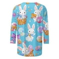 thumbnail image 5 of Xixinqiwan Women's Easter Tops Plus Size,Womens Tops Trend Three Quarter Sleeve Printed Cartoon Easter Bunny Tshirt Top Easter Dress for Women, 5 of 5