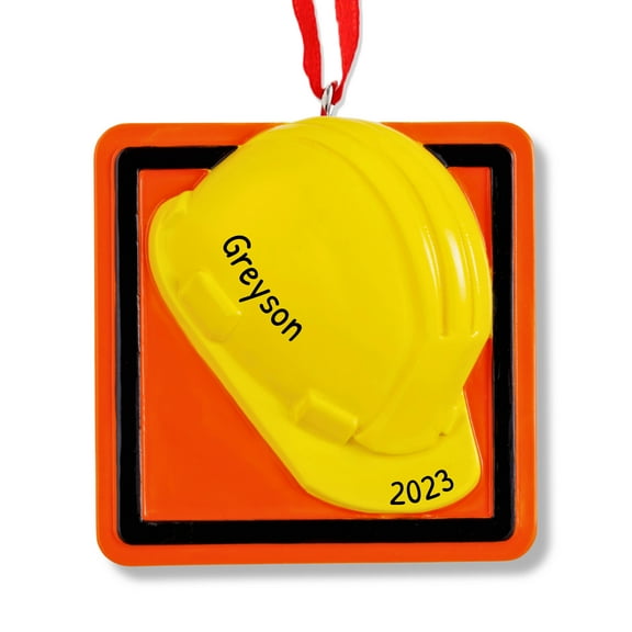 Personalized Hard Hat Construction Christmas Ornament 2024 1 Count - Ornaments by Elves