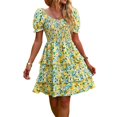 thumbnail image 1 of ZHAOCHENG Vestidos de mujer Casual Verano Estampado Volantes Línea A Manga Corta Mini Vestido Floral para Mujer, 1 of 5