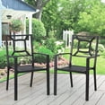 thumbnail image 4 of YODOLLA Set of 2 Outdoor Patio Dining Chairs, Arm Chairs with Heavy-Duty Metal Frame for Poolside, Backyard, Balcony, Garden, Porch, Black, 4 of 7