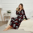 thumbnail image 3 of Tutolipy Skull Rose Printed Nightgowns for Women Full Length Sleepwear V Neck Loungewear Long Sleeve Nightshirts for Home, 3XL, 3 of 7