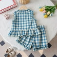thumbnail image 7 of Afdoent Baby Girl Clothes Summer Toddler Girls Sleeveless Ruffles Floral Vest T Shirt Tops Plaid Shorts Outfits Comfortable 3-4 Years, 7 of 7