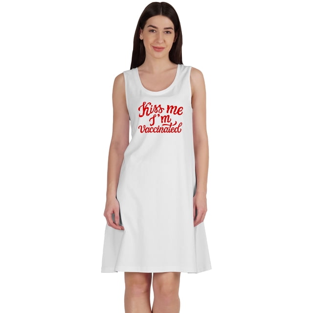 Inkmeso Kiss Me ITMm T-shirt Vacciné Drôle Pro Vaccin Robe d'Été Col Rond