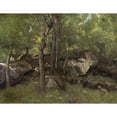thumbnail image 2 of Jean-Baptiste-Camille Corot 24x19 Gold Ornate Framed and Double Matted Museum Art Print Titled - Rocks in the Forest of Fontainebleau (1860-1865), 2 of 4