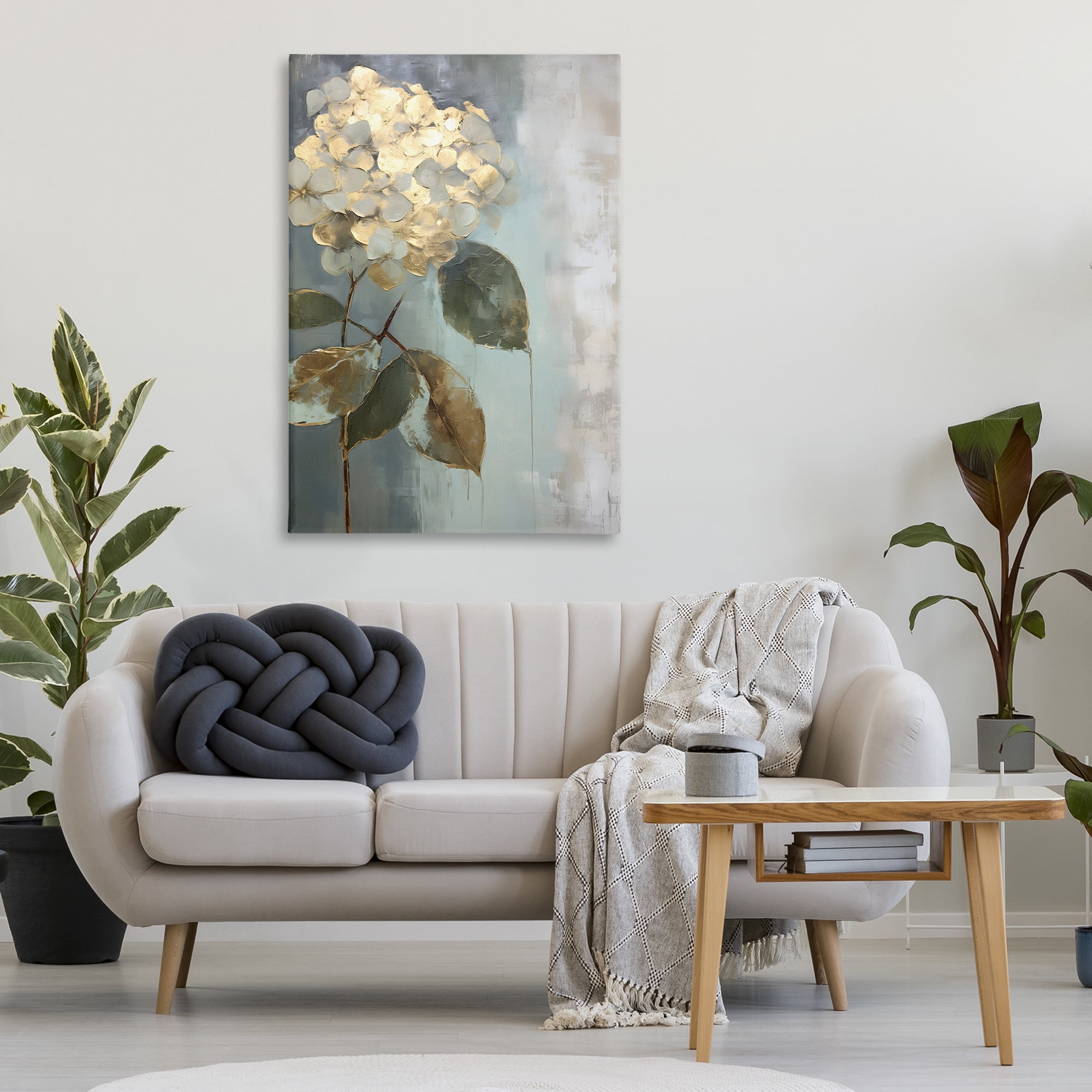 Stupell Industries Distressed Hydrangea Bloom Botanical & Floral Painting Gallery Wrapped Canvas Art Print Wall Art, 30 x 45