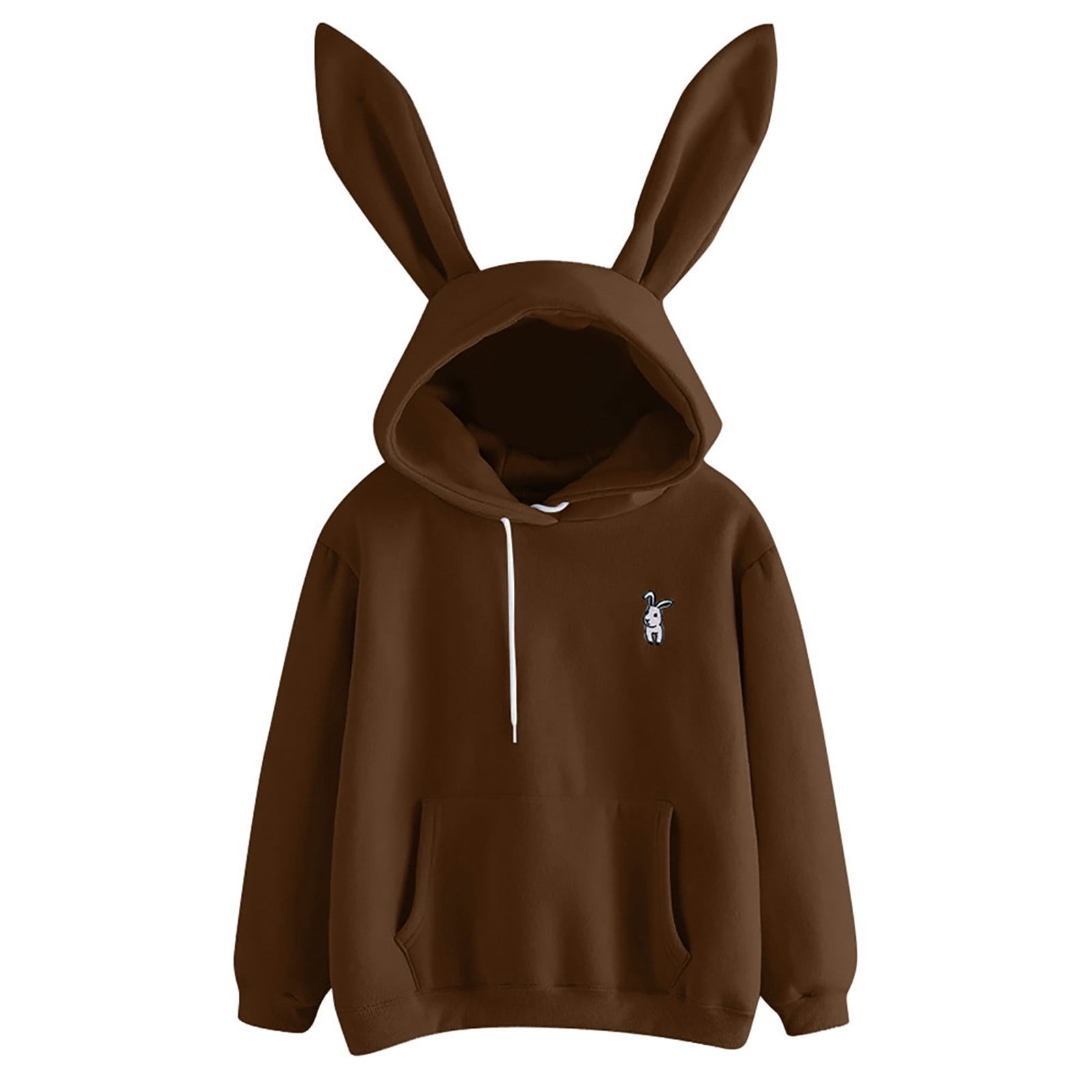 【CPGN STUDIO】24FW★ Rabbit Leslie Embroidered Hoodie Herrnalise Women's Rabbit Ear Hoodie Solid Color Bunny Ear