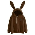 thumbnail image 2 of Lolmot Womens/Girls Cute Bunny Ear Hoodie Long Sleeve Kawaii Rabbit Sweatshirt Solid Color Fall Pullover Sweatshirt Fall Clothes, 2 of 4