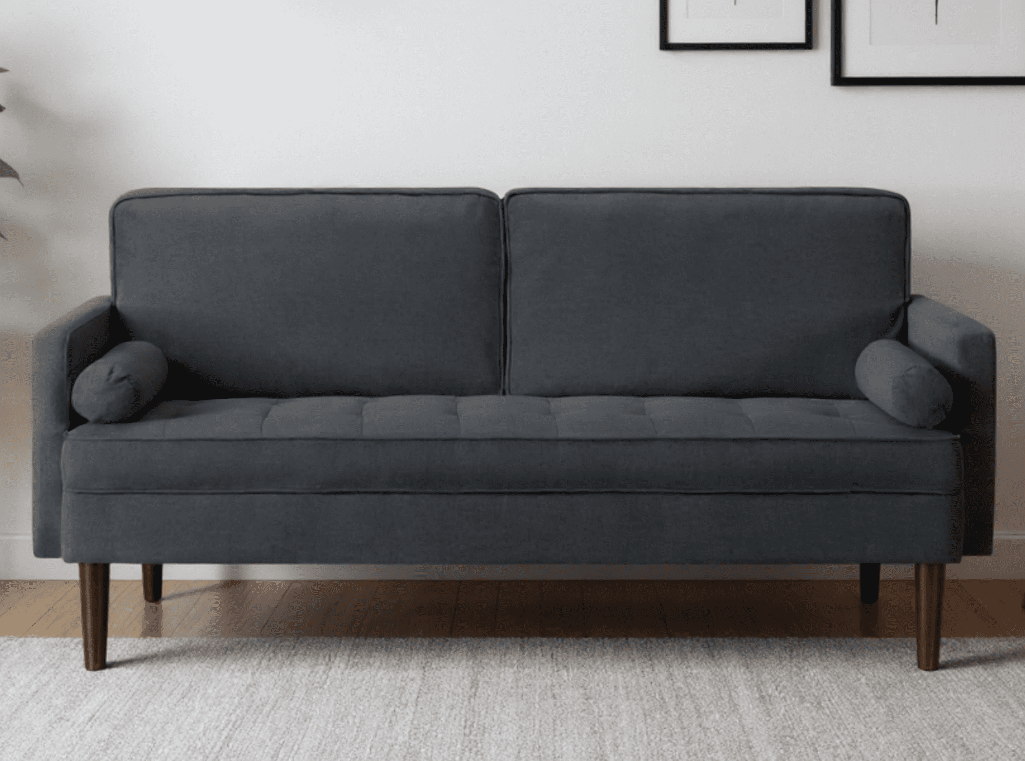 Gewnee 65 Inch Loveseat Sofa,2-Seater Sofa Couch with 2 Pillows for Living Rooms, Offices,Bedrooms(Dark Gray）