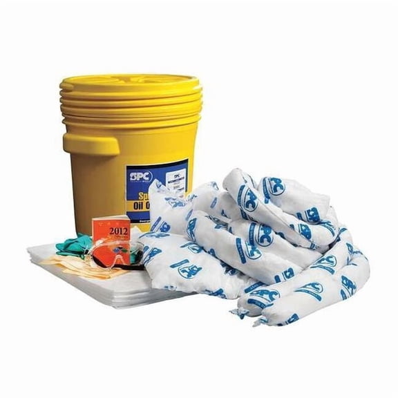 Spill Kit, 16 gal Volume Absorbed per Kit, 20 gal Capacity, Drum, Yellow
