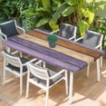 thumbnail image 2 of Farmhouse Purple Brown Table Cloths for 4 Foot Rectangle Tables, Vintage Wooden Striped Patio Waterproof Elastic Fitted Tablecloths, Washable Rectangular Table Cover for Camping, 2 of 8