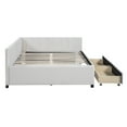 thumbnail image 4 of Bellemave Full Size Daybed with Storage, Linen Upholstered Daybed Platform Bed with 2 Drawers, Sofa Bed Full Size for Bedroom Guest Room Living Room(Beige), 4 of 9