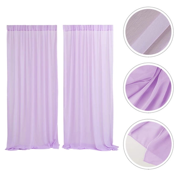 TABLZONE Purple Wedding Organza Decorative Yarn Curtain for Elegant Room Background Decoration 2Pcs