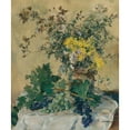 thumbnail image 2 of Jean François Raffaëlli 15x17 Black Ornate Wood Framed Double Matted Museum Art Print Titled - Still Life with Flowers and Grapes, 2 of 5