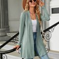 thumbnail image 4 of BiZtdJrK Dusters for Women Knit Long Sleeve Open Front Cardigans Lightweight Fashion Vacation Cardigan Sweater Mint Green S, 4 of 9