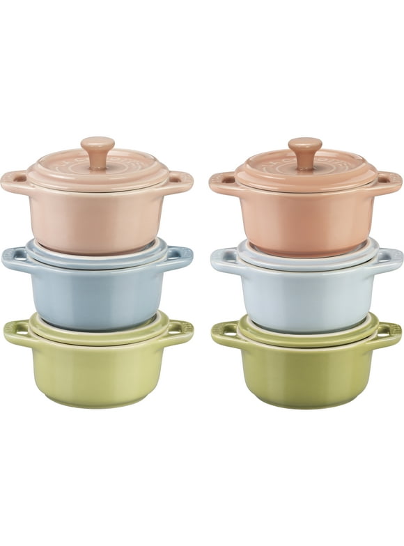 Staub Ceramic 6-pc Mini Round Cocotte Set - Macaron Pastel Colors