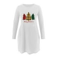 thumbnail image 4 of Robes d'Automne pour Femmes Col Rond Imprimé de Noël Robe à Manches Longues Décontractée Robe Mini Fluide de Vacances avec Poches, 4 of 5