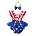 thumbnail image 2 of Coduop Newborn Baby Girls 4th of July Outfit Rompers Backless USA Independence Day Bodysuit, 2 of 9