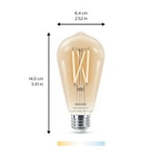 Philips Wi-Fi Connected LED 60-Watt ST19 Filament Tubular Light Bulb, Clear Tunable White, Non-Dimmable, E26 Base (1-Pack)