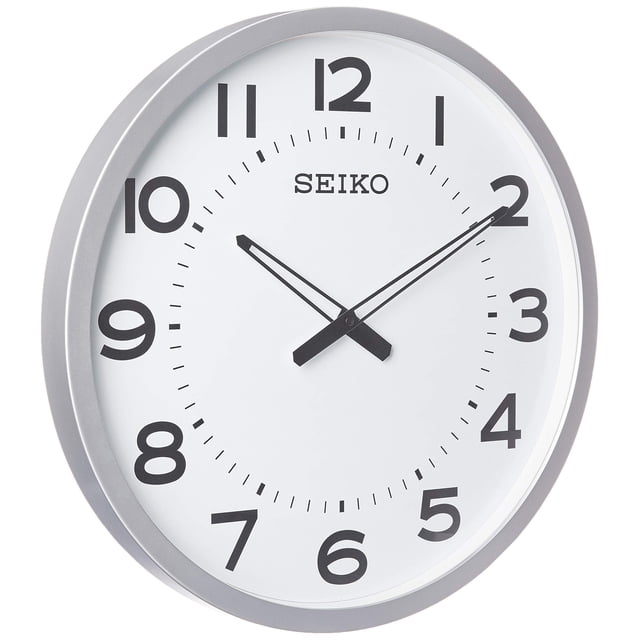 Reloj de pared Seiko ultramoderno, tono plateado, 50 cm de diámetro