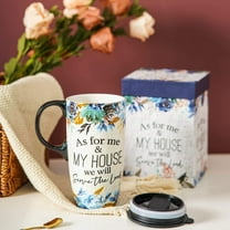 Ceramic Travel Mug with Color Gift Box,Coffee Cup 17 Oz.Blue
