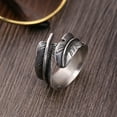 thumbnail image 7 of LYUMO 3Sizes Feather-Shaped Titanium Steel Opening Ring Men’s Fashion Finger Jewelry, Jewelry Ring, Men Fashion Ring, 7 of 7