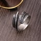 thumbnail image 3 of Anillo de plumas para hombre, acero titanio banda joyería hombres inoxidable Anillos apertura punk dedo Vintage Pluma Ecomeon  no, 3 of 5