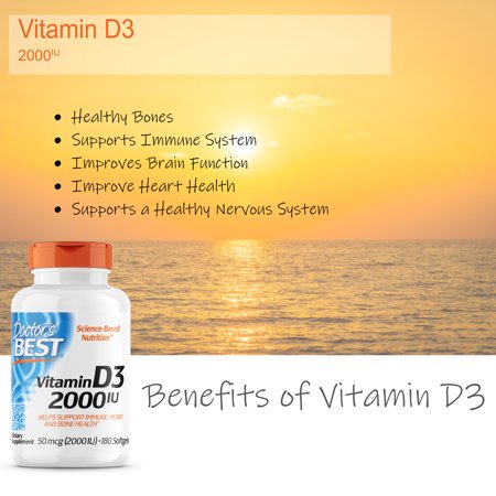 ドクターズベスト ビタミンD3 2000IU (50mcg) 180粒 ソフトジェル Doctor's Best Vitamin D3 サプリメント ビタミン ビタミンD-3 ビタミンサプリ