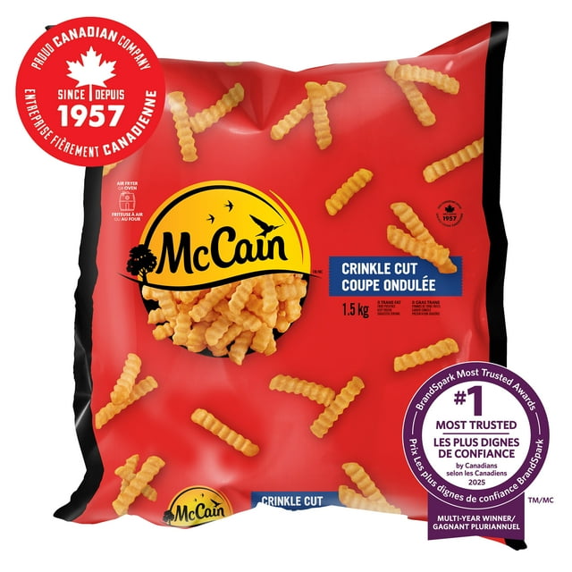 McCain® Crinkle Cut French Fries, Made in Canada from domestic and imported ingredients, 1.5kg