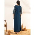 thumbnail image 5 of Janasya Indian Women's Teal Crepe Foil Printed Angrakha Maternity Kurta, 5 of 5