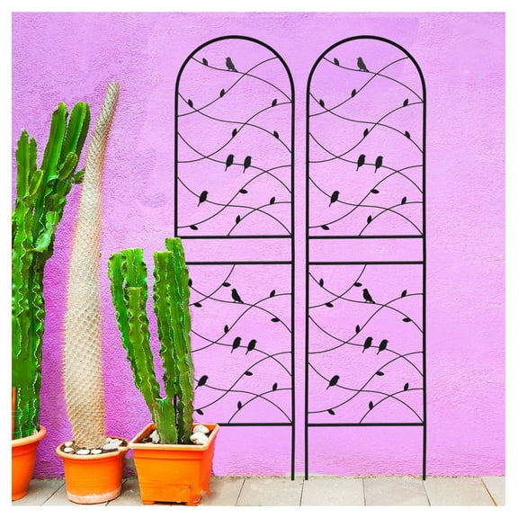 2 Pack Metal Garden Trellis 71" x 19.7" Rustproof Trellis for Climbing Plants Outdoor Flower Support Deco Black