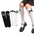 thumbnail image 2 of Esaierr 2 Pairs Girls Knee High Socks for Kids Baby Solid Color Thigh High Socks Toddler 3-12T Cotton Calf Stacking Socks, 2 of 9