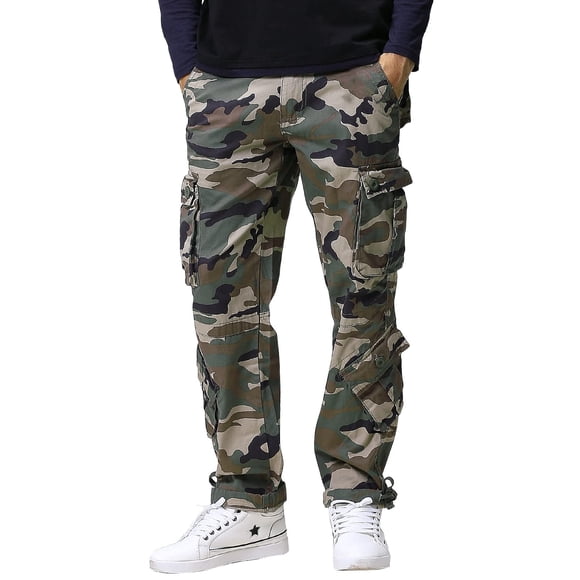Pantalones Cargo Match para Hombre 100% Algodón Verde Grisáceo