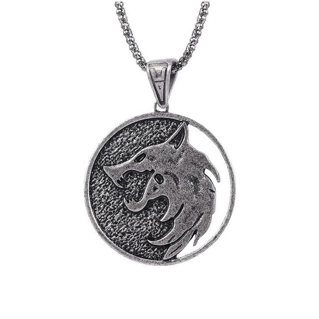 Collar con medallón de lobo, joyería inspirada en The Witcher para amantes, regalo de cumpleaños para entusiastas de los lobos, regalo de San Valentín
