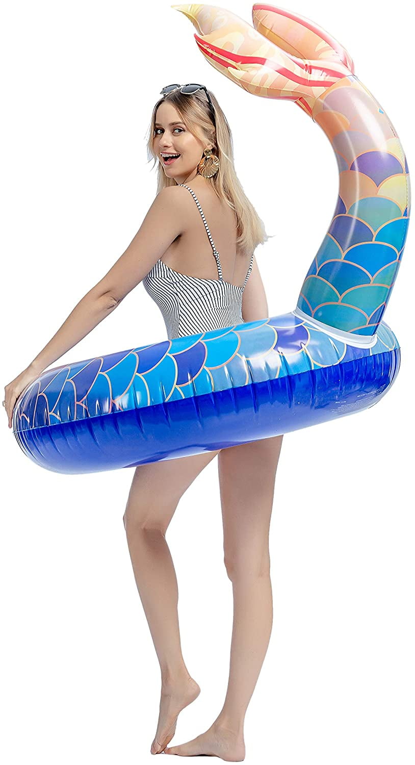 JOYIN Inflatable Mermaid Tail Pool Float 39” Pool Tubes Lounge Raft Toys for 
