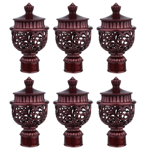 HONMEET 6-Pack Decorative Red Curtain Rod Finials End Caps for Window Drapery Rods and Curtain Poles