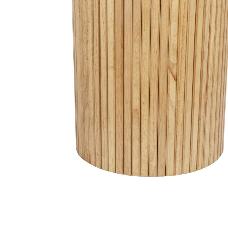 Furniture Of America Carys Round End Table - 20" Solid Wood With Plinth Base, Oak Finish, 18.3" Height 3 thumbnail image