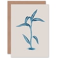 thumbnail image 1 of Blue And Beige Long Leaves Greetings Card Plus Envelope Blank inside, 1 of 3