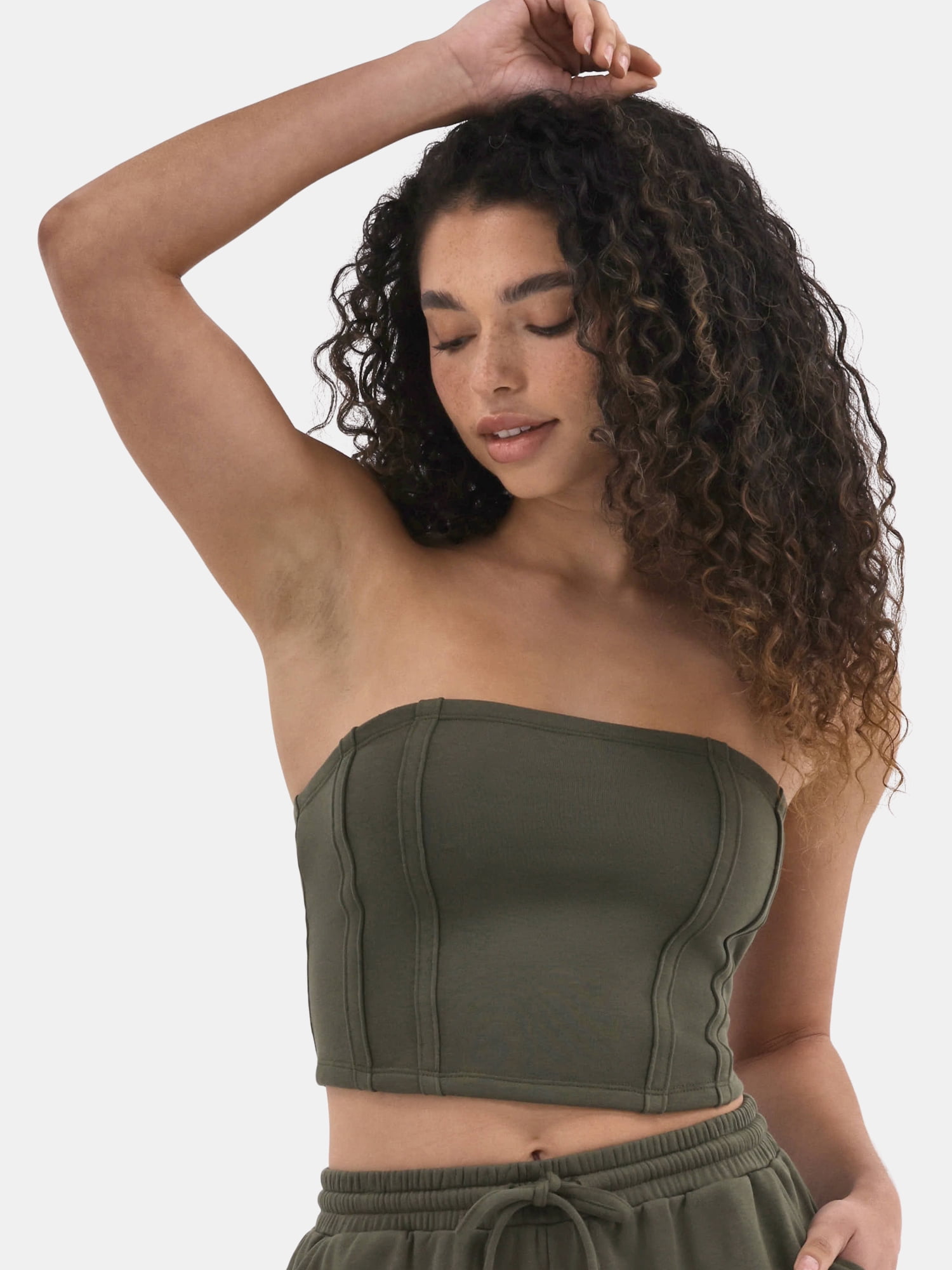 No Boundaries French Terry Tube Top and Shorts Set, 2-Piece, Women's