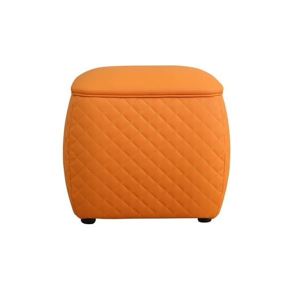 Ottoman Foot Rest Soft and Comfortable Ottoman Square Sofa Stool Cat-Scratch Leather living room Square Low Stool(Orange)