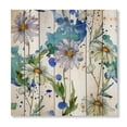 thumbnail image 3 of Designart 'Daisies With Green Leaves and Background' Traditional Print on Natural Pine Wood, 3 of 5